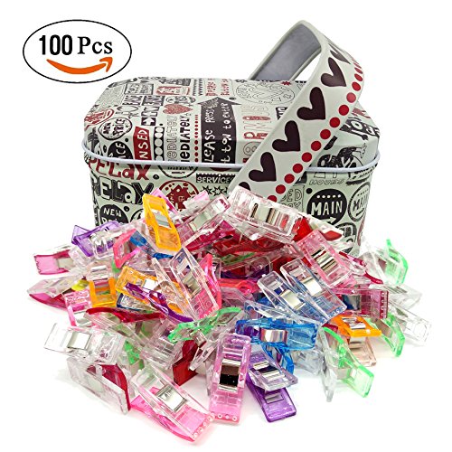Clips de costura,Bingolar 100pcs Craft Clips Craft accesorios para costura tejer ganchillo, manualidades,de acolchado clips para costura caja de lata...