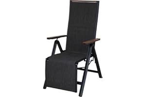 Grand patio Foldable Sun Lounger, Reclining Garden Chair, Aluminium Camping Chairs, Adjustable 6 Position High Backrest, Deck Chair for Garten, Outdoor, Poolside (Black)