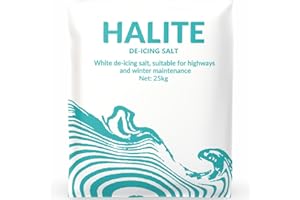 25kg Bag of Halite White Deicing Salt – High-Performance Ice and Snow Melt for Winter Roads, Paths, and Driveways (1 X 25KG Bag)