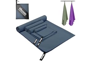 Vikcvcsc 4 Pezzi Asciugamano Microfibra-180x80cm+2 pezzi 80x40cm+40x30cm Telo Mare Microfibra Asciugamano Palestra Ultraleggero e Compatto, Asciugamani Microfibra per Sport Viaggio Spiaggia-Blu Navy