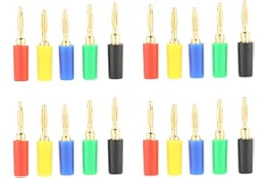 TKSE Fiche Banane, 20 Pièces/ensemble 2mm Couleurs Mélangées Connecteur De Sondes De Test Prise Banane Prise Banane à Montage Sur Panneau Pour Amplificateur