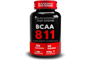 BANDINI® BCAA 8.1.1 150 comprimés - BCAA 811 Acides aminés à chaîne ramifiée, Leucine, Isoleucine, Valine avec vitamines B1 et B6 - Supplément pré et post-entraînement - 100% Vegan
