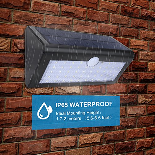 Websun Solar Motion Sensor Licht Solar-Sicherheits-Licht 48 LED Wasserdicht Wireless mit 3 Intelligent Modi Lampe Weiß für Nacht/Tag Automatische on/off für Terrasse Deck Hof Einfahrt (1 pcs , Schwarz) - 7
