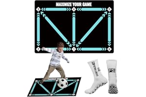 Hojalis Football Footstep Training Mat, Non-Slip Shock Soccer Mastery Mats, Football Skills Mat, Soccer Trainer Dribble Silent Auxiliary Props for Kids Adults