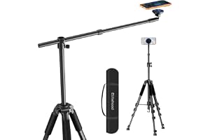 Elitehood Magnetic Overhead Tripod för iPhone med 63,5 cm lång arm, 150 cm horisontellt högt mobiltelefonstativ för videoinsp