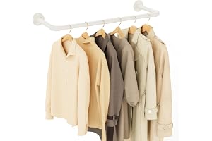 Yawinhe Industriell klädhängare i rör, 80 cm, vägg, hängande klädhängare för tvättstuga, krämfärg, 1-pack, YMG002AW-1