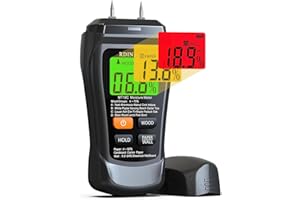 RDINSCOS Pin-Type Moisture Meter with Color Display – Wood Damp Meter & Damp Detector for Firewood, Timber, Lumber & Building Walls