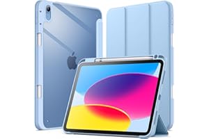 JETech Etui dla iPad (A16) 11./10.Generacja (2025/2022) z Pencil Uchwyt, Wyczyść Przezroczysty Tył Obudowa Slim Podstawkę Odporna na Wstrząsy Obudowa Tabletu Case (Niebieskie Niebo)