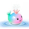 Baby Bath Toys Whale 10 cm x 9 cm (White) - Light Up Bath Toys for 1 - 3 Year Old Children Boys and Girls, Water Rubber Design with Water Absorb Hole and Sensor
