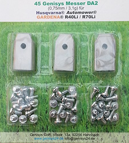 *** 45 Messer (0,75mm / 3,1g) & Schrauben *** für den Husqvarna Automower und Gardena R40Li/R70Li - 2