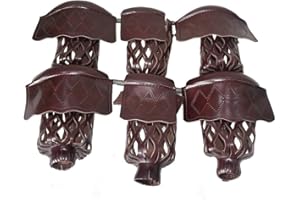 Boshen Pack of 6 PU Leather Pool Table Pockets Billiard Table Web Shield Set Drop Bag Nets with Diamond Pattern Screws Include