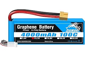 YOWOO POWER YOWOO Graphene Batteria 3S 4000mAh 100C 11.1V RC Lipo con XT60 / Deans T Plug per Traxxas 1/10 RC Car/Truck, Slash VXL, 1/10 Rally, XO-1 Supercar, E-Maxx Brushless, E-Revo Brushless, Spartan