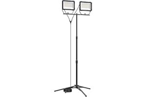 ‎NORTHPOINT Northpoint LED Blackline Baustrahler Arbeitsstrahler mit Stativ Fluter Strahler 200W (2x 100W) Leistung 16000 Lumen Lichtstrom 167cm Stativ 5m Zuleitung AN/AUS Schalter