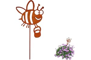 Ljevandria Gartenstecker Biene Rost Gartendeko für draußen wetterfest Metall Bienen Blumenstecker Bee Roststecker Gartenfiguren Outdoor Ostern deko für Garten Balkon Blumentopf