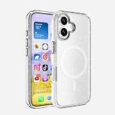Zore Apple ile uyumlu iPhone 16 Kılıf M-safe Şarj &Ouml;zellikli Parlayan Simli Saydam Renkli Zore Allstar Kapak Şeffaf