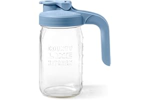 County Line Kitchen Glass Mason Jar Pitcher with Lid - Wide Mouth, 0.8 Litre - Heavy Duty, Leak Proof - Sun & Iced Tea Pitcher, Breast Milk Storage, Water