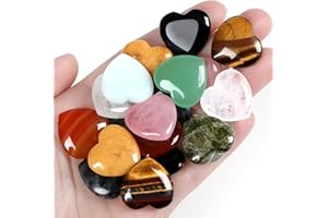 AWARDSEN 10 Pcs Crystals Heart Stones Healing Crystals Love Hearts Gemstones Crystal Gifts Small Gifts for Women Natural Reiki Chakra Spiritual Crystals Gifts for Women Valentine Gifts for Her