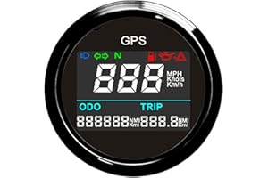 PIOUSUNT Boot GPS Tachometer 52mm Digital Entfernungsmesser Wasserdicht IP67 KMH MPH Knoten Einstellbare Tacho für Auto Motorrad LKW (Schwarz)