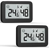 DOOMAY Mini Digital Hygrometer Indoor Thermometer Pack of 2 | Ideal for terrariums, reptiles, plants and greenhouses, control