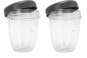 MGOODOO Lot de 2 tasses 18oz Cup Juicer Cup Parts de 510 g avec couvercle plat pour mixeur 600 W 900 W
