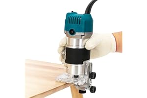 ColdShine Electric Hand Trimmer Soft Start Compact Router Kit Speed 30000Rpm 1/4'' Wood Trimmer Palm Router Power Router Tool (Blue)