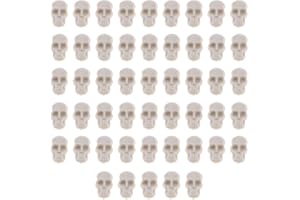 Amosfun 50pcs Halloween Plastic Skull Head Small Realistic Skeleton Skull Fake Skull Toys for Halloween Desktop Decor