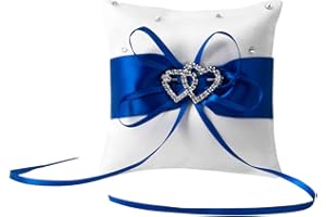 NIERBO Ringkissen Hochzeit Hochzeitskissen Ehering Kissen mit Satinband Ring Kissen Träger Vintage Ringhalter Hochzeit deko mit Doppelten Herzen etw. 10cm*10cm