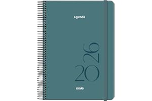 Dohe - Agenda 2026 - Día Página, Tamaño A5 (14x20 cm), Cierre de Espiral y Goma Elástica, 12 Meses Enero a Diciembre, Planificador Anual en Español - Montana Verde