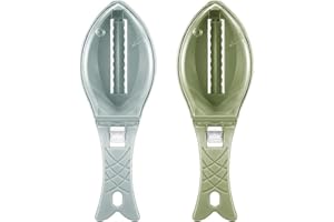 JYTDBCS 2 Pcs Multifunctional Fish Clean Scales, Fish Scales Brush Peeler, Fish Descaler Tool with Cover, Fish Skin Scaler with Cover, Remove Fish Skin Scraping Brush, Kitchen Cooking Tools(Blue/Green)