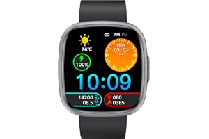 Knauermann NEO 2 – svart fyrkant – hälsoklocka smartklocka – EKG – HRV-funktion – BT Bluetooth – sömnapné – blodtryck – silik