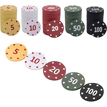 Jetons De Poker Avec Valeurs,100 Pièces Numérotées Colorées
