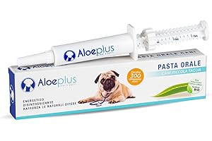 ALOEPLUS Pasta Orale Cani 15ml - A Base di Aloe Arborescens Biologica Ideale per prevenire e alleviare gli effetti di Dermatiti, Gastriti, Reflusso, Gengiviti, Allergie - con pratica siringa dosatrice