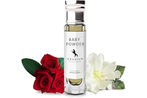 Arabian Opulence FR50 Baby Powder Huile parfumée à bille | Huile corporelle concentrée | Parfum à base d'huile longue durée pour unisexe | Bouteille de voyage sans alcool (6 ml)