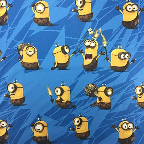 Licensed by Universal Studios – Blue Cromini Minions Novelty Print Premium Grade 100% Cotton Fine Weave Children’s Curtain Bedding Fabric 142 cm Wide – Sold by The Metre