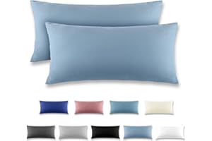 REDKEY Funda Almohada- Juego de 2 Fundas Almohadas 40x80 cm, con Cremallera Oculta, Transpirable Suave Antiarrugas de Microfibra - Azul Oscuro