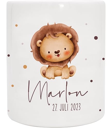 Personalisiertes Sparschwein Pandabär – Keramik, Mit Namen, Skandi-Style, 9,5 Cm Hoch