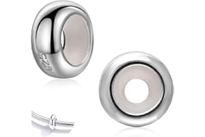 ORMROMRA Lot de 2 stoppeurs de breloques en argent sterling 925 pour bracelet avec clip en caoutchouc - Perles d'espacement - Pour femme, NO, Argent sterling, no