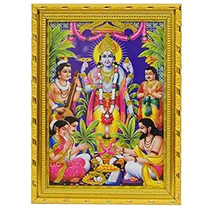 Dalvkot Lord Satyanarayana/Satyanarayan Photo Frame Small for Pooja Room (10 X 8 Inch)