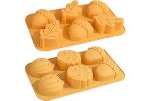 Goldyida 2 stampi in silicone 3D per zucca autunnale, 6 cavità in forma di foglia di zucca in quercia, stampi per aromaterapia, candele in silicone per budino, muffin, torte, sapone, candela