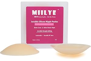 MIILYE Invisible Self-adhesive Silicone Nipple Covers Pasties Concealer in Dome Shape with Ultrathin Edge for Cup A to D, Nude Color, Small Size 8cm/ 3in