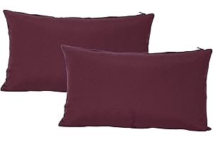 DiseLio 2 Fundas de Cojín Algodón 30 x 50 cm Color Granate, Hecho en España. Cojines Decorativos Color Liso para decoración de la casa (L-C-30x50 Granate)