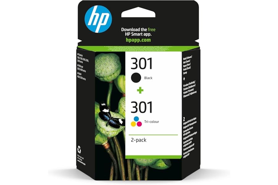 HP N9J72AE 301 Original Ink Cartridges, Black and Tri-Colour, Multipack