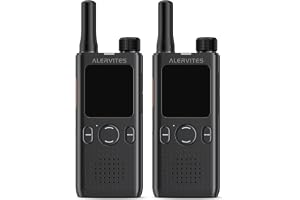 Alervites PoC-AT1 Walkie Talkie Gratis Livstid Obegränsad Räckvidd 2st | SIM-kort Inkluderat, App-Styrning, Grupp-/Privatsamtal, Självgruppering, Gränsöverskridande för Lager, Logistik