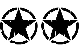 GAMESMONKEY Adesivo Stella Militare Distrutto US Army - Confezione Kit Forme - 2 Pezzi - 4x4 Off Road Auto Moto - Varie Dimensioni 5 10 15 20 25 30 cm - Made in Italy (5 Cm, Nero)