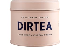 DIRTEA Lions Mane Mushroom Powder - 30 Servings Organic Powder - For Focus, Memory & Digestion - Suitable for Tea, Coffee and Smoothies