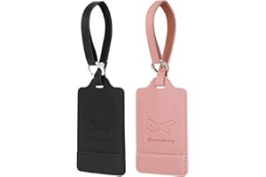 Clundoo Lot de 2 étiquettes de Bagage pour Valises pour Repérer Rapidement les Bagages et éviter la Perte de Sacs (noir + rose)