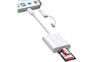 AVIGERS Lecteur Carte SD pour iPhone/iPad/MacBook/Mac/Caméra (Port Lightening et Port USB C), SD Card Reader avec 2 Fentes, CarteSD et Micro SD, Adaptateur Carte SD, Plug and Play