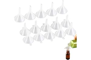CAILIYA 15 Stück Mini Kunststoff Trichter Transparent,Mini Kunststoff Trichter Flasche Flüssigkeit Füllung, Klar,Plastikreise-Minitrichter für kleinen Proben der Parfüm-Emulsion(3 Größe, 5 Stück je Größe)