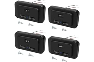 HOEMBPN 4,8A Dual USB Auto Ladegerät Steckdose mit Schalter und LED, 12V/24V USB Ladebuchse Panel für Wohnmobil SUV LKW Boot(4 Stück)