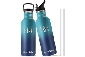 HoneyHolly Botella Acero Inoxidable, 500ml Botella de Agua para Niños, No Térmica, Cantimplora de Acero Inoxidable de Pared Simple, Sin bpa Reutilizable para Bicicleta, Deporte, Gimnasio